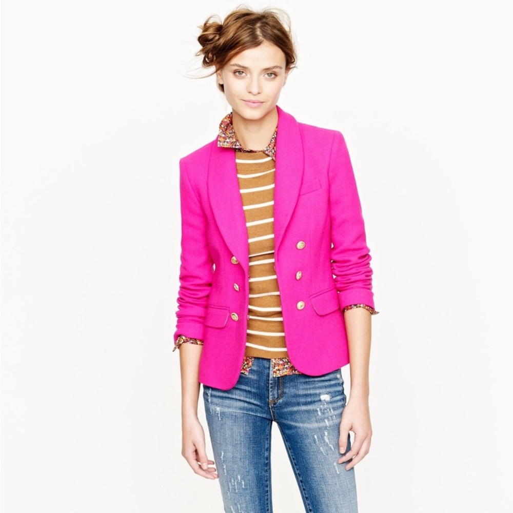J. Crew Collection Double Breasted Blazer in Wool Crepe